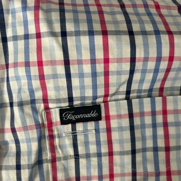 Men’s Falconnable Red, White, And Blue Plaid Shirt Size XL - Picture 3 of 4